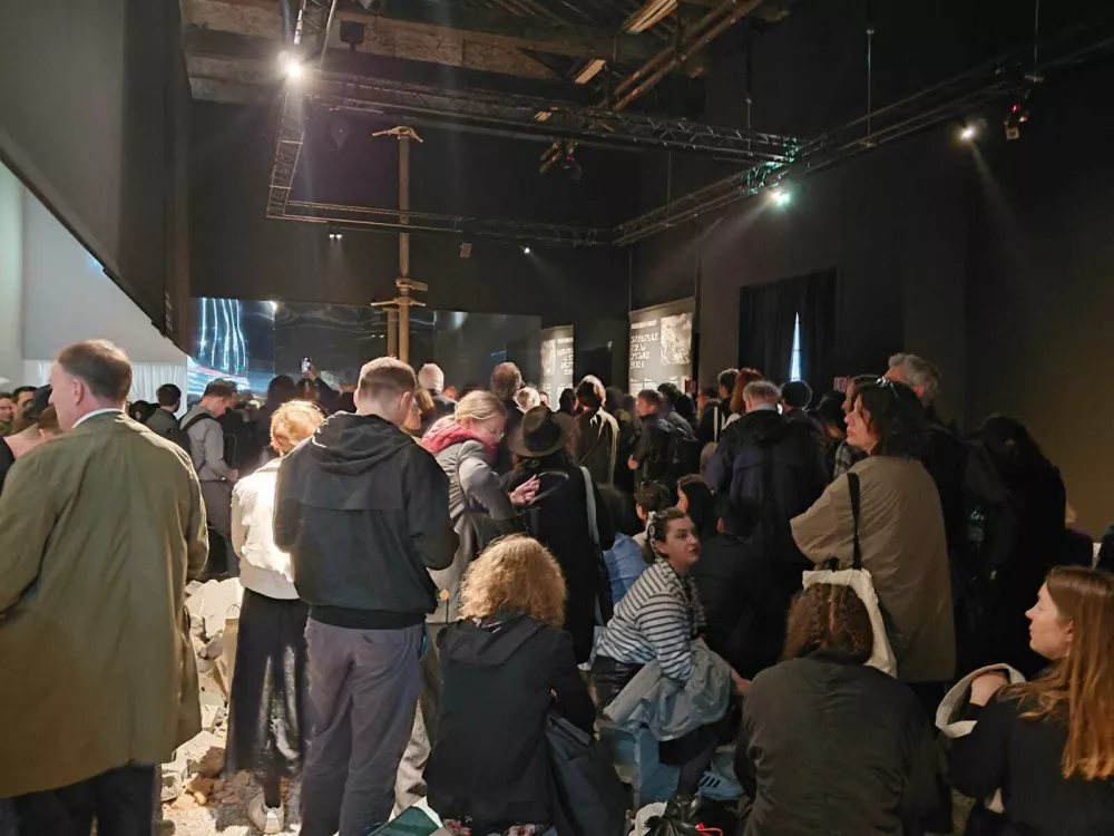 Otvoritev slovenskega paviljona na Bene&scaron;kem bienalu.