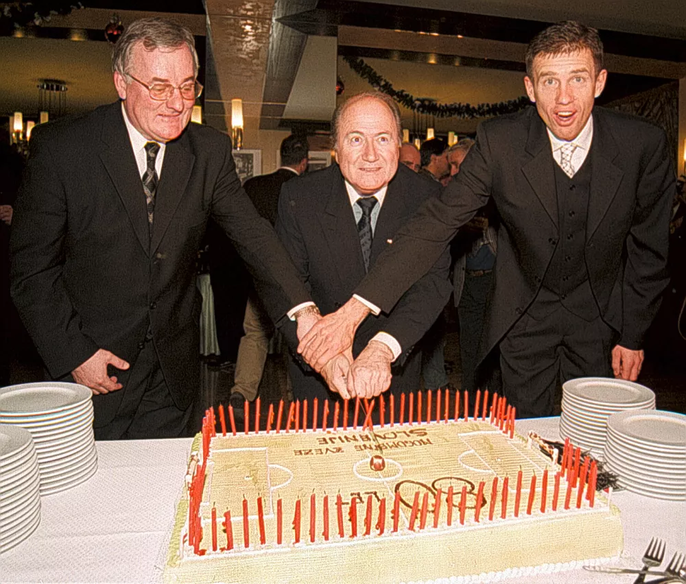 Rudi Zavrl,Joseph S. Blatter, Srečko Katanec, 80 let Nogometne zveze Slovenije / Foto: Jaka Adamič