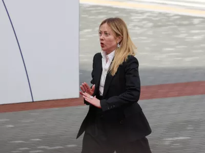 Italy's Prime Minister Giorgia Meloni arrives for the European Political Community summit in Yerevan, Armenia, May 4, 2026. Hayk Baghdasaryan/Photolure via REUTERS ATTENTION EDITORS - THIS IMAGE HAS BEEN SUPPLIED BY A THIRD PARTY.