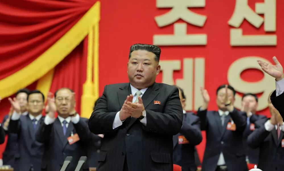 North Korean leader Kim Jong Un applauds as he attends the Ninth Congress of the Workers' Party of Korea (WPK) where he was re-elected as general secretary, in Pyongyang, North Korea, February 22, 2026, in this picture released February 23, 2026 by North Korea's official Korean Central News Agency. KCNA via REUTERS ATTENTION EDITORS - THIS IMAGE WAS PROVIDED BY A THIRD PARTY. REUTERS IS UNABLE TO INDEPENDENTLY VERIFY THIS IMAGE. NO THIRD PARTY SALES. SOUTH KOREA OUT. NO COMMERCIAL OR EDITORIAL SALES IN SOUTH KOREA.   TPX IMAGES OF THE DAY