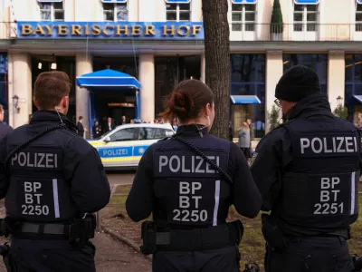 Police secure the area outside Hotel Bayerischer Hof, the venue of the annual Munich Security Conference, in Munich, Germany, February 12, 2026. REUTERS/Thilo Schmuelgen