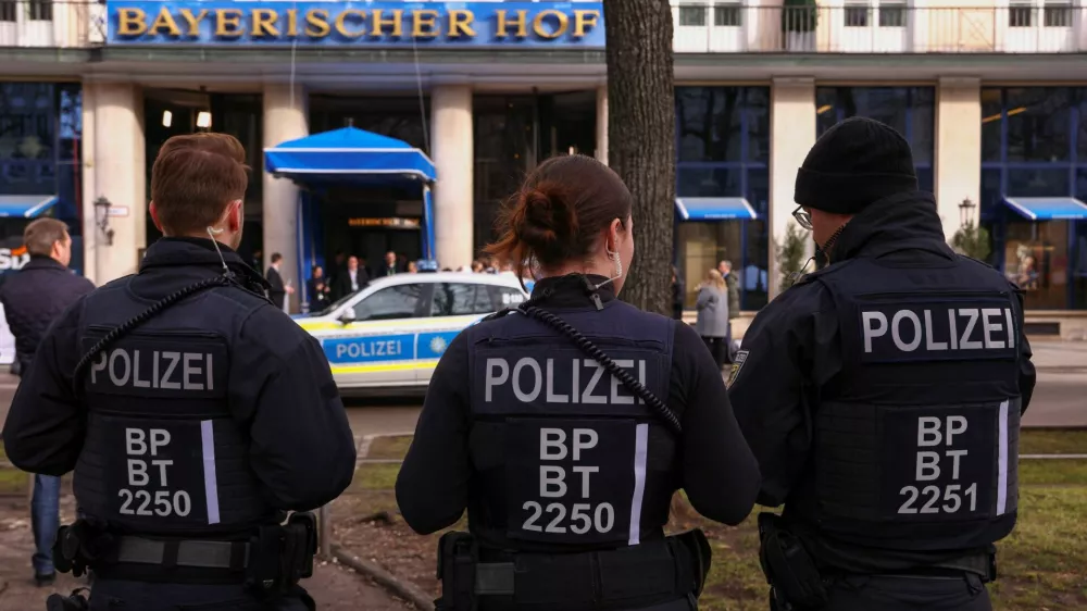 Police secure the area outside Hotel Bayerischer Hof, the venue of the annual Munich Security Conference, in Munich, Germany, February 12, 2026. REUTERS/Thilo Schmuelgen