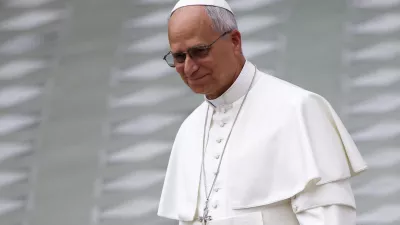 Pope Leo XIV walks after delivering his speech during the swearing-in ceremony of new Swiss Guards in the Paul VI Hall at the Vatican, May 6, 2026. REUTERS/Guglielmo Mangiapane