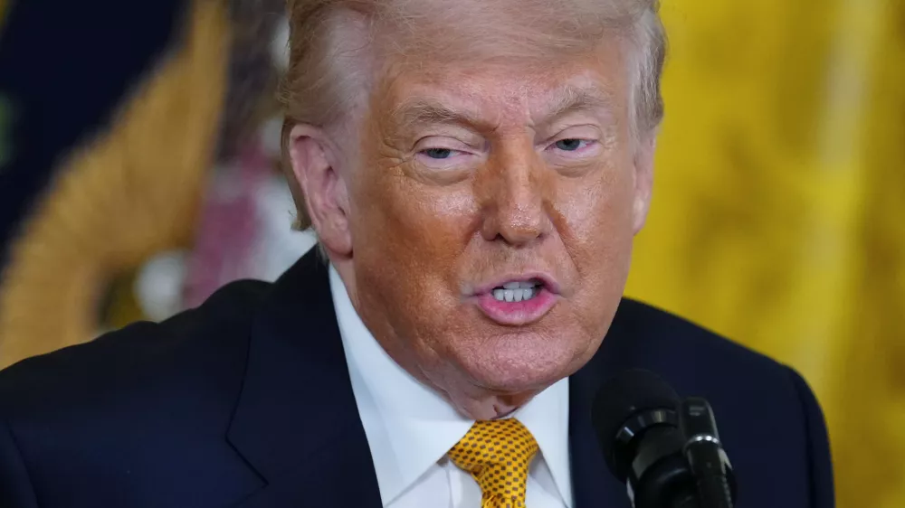 President Donald Trump speaks at a Mother's Day event for members of the military, Wednesday, May 6, 2026, in the East Room of the White House, in Washington. (AP Photo/Jacquelyn Martin)