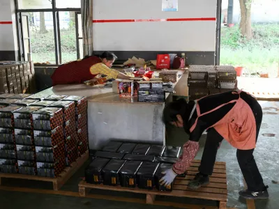Employees work at Chili Fireworks factory in Liling, Hunan province, China, April 9, 2026. REUTERS/Go Nakamura