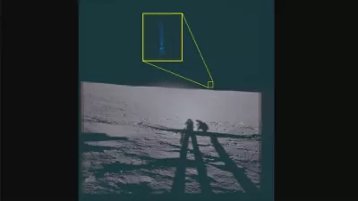 Pogled z Lune med misijo Apollo 12 leta 1969. Neidentificiran blisk je označen in povečan. / Foto: Nasa