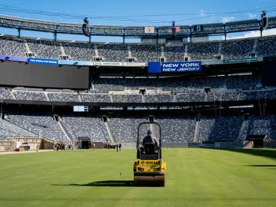 A new pitch made of real grass is installed at MetLife Stadium for the 2026 FIFA World Cup in East Rutherford, New Jersey, U.S., May 7, 2026. REUTERS/Angelina Katsanis