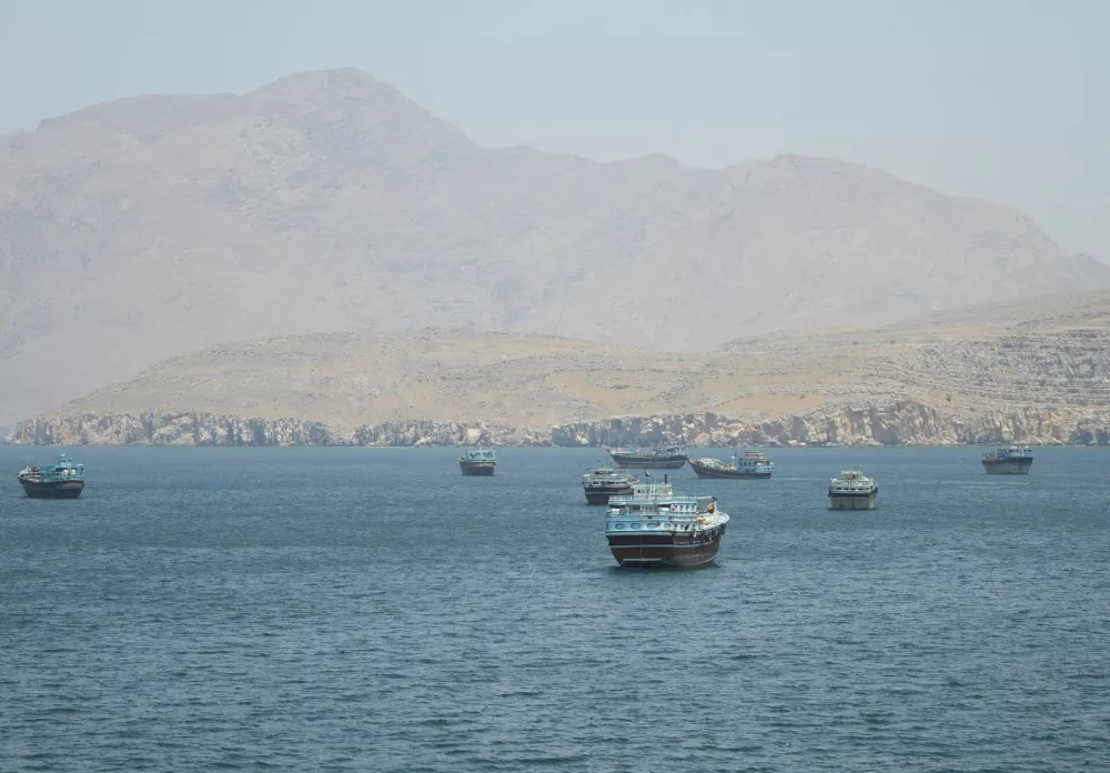 Vessels in the Strait of Hormuz, Musandam, Oman, May 8, 2026. REUTERS/Stringer