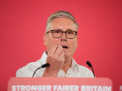 Britain's Prime Minister Sir Keir Starmer delivers a speech, at the Coin Street Neighbourhood Centre in Waterloo, London, Monday May 11, 2026. (James Manning/PA via AP)
