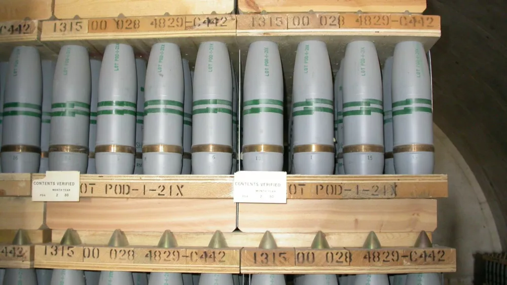 Mustard gas-filled 105mm projectiles are seen inside a chemical storage igloo, at the Pueblo Chemical Depot in an undated photo provided by the U.S. Army Chemical Materials Activity (CMA) in Pueblo, Colorado. The destruction of 2,600 tons of World War Two-era mustard agent weapons banned by international treaty began on March 18, 2015 at a U.S. Army depot in southern Colorado, officials said. REUTERS/U.S. Army Chemical Materials Activity/handout via Reuters (UNITED STATES - Tags: MILITARY SCIENCE TECHNOLOGY) - RTR4TXVD