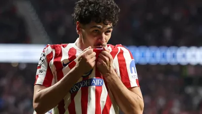 FILE PHOTO: Soccer Football - UEFA Champions League - Play Off - Second Leg - Atletico Madrid v Club Brugge - Riyadh Air Metropolitano, Madrid, Spain - February 24, 2026 Atletico Madrid's Johnny Cardoso celebrates scoring their second goal REUTERS/Violeta Santos Moura/File Photo
