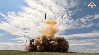 A test launch of Russia's Sarmat intercontinental ballistic missile at an unidentified location, in this still image taken from a video released on May 12, 2026. Russian Defence Ministry/Handout via REUTERS ATTENTION EDITORS - THIS IMAGE WAS PROVIDED BY A THIRD PARTY. NO RESALES. NO ARCHIVES. MANDATORY CREDIT.