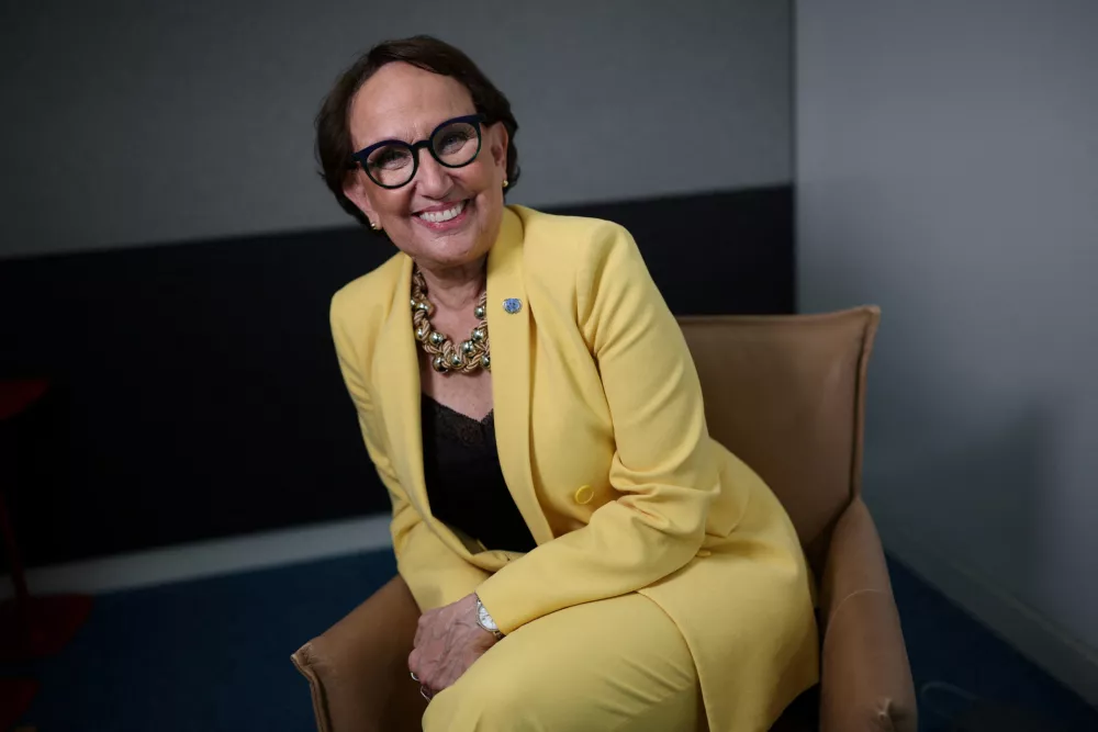 FILE PHOTO: Rebeca Grynspan, former Vice President of Costa Rica, and Secretary-General of UN Trade and Development (UNCTAD), poses for a portrait during an interview with Reuters in London, Britain, December 2, 2025. REUTERS/Isabel Infantes/File Photo