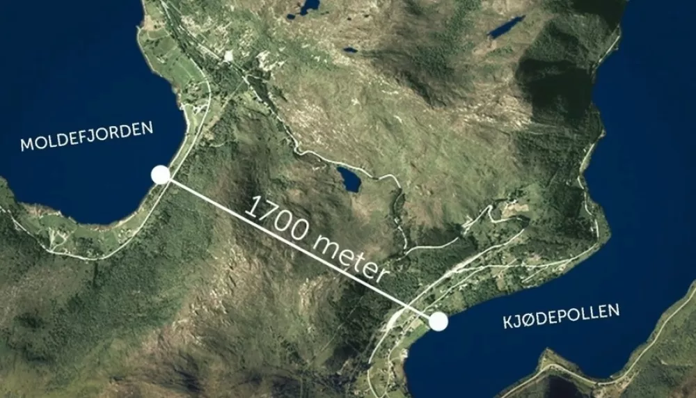 Predvidena trasa tunela Stad skipstunnel.