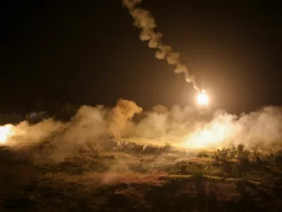Flares are fired by Israeli forces in Arnoun as seen from Marjayoun, Lebanon May 14, 2026. REUTERS/Karamallah Daher