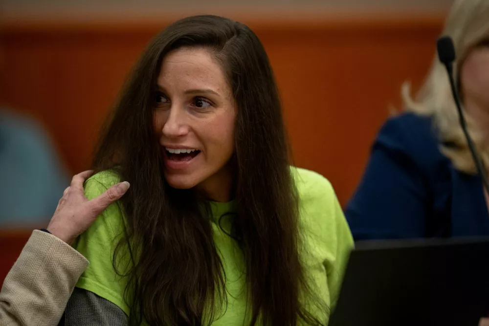 Kouri Richins, who is accused of fatally poisoning her husband, reacts to impact statements from the Richins family as she appears at a sentencing hearing, at the 3rd District Court in Park City, Utah, U.S., May 13, 2026. Trent Nelson/Pool via REUTERS