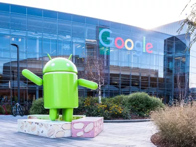 Mountain View, Ca/USA December 29, 2016: Googleplex - Google Headquarters with Android figure
