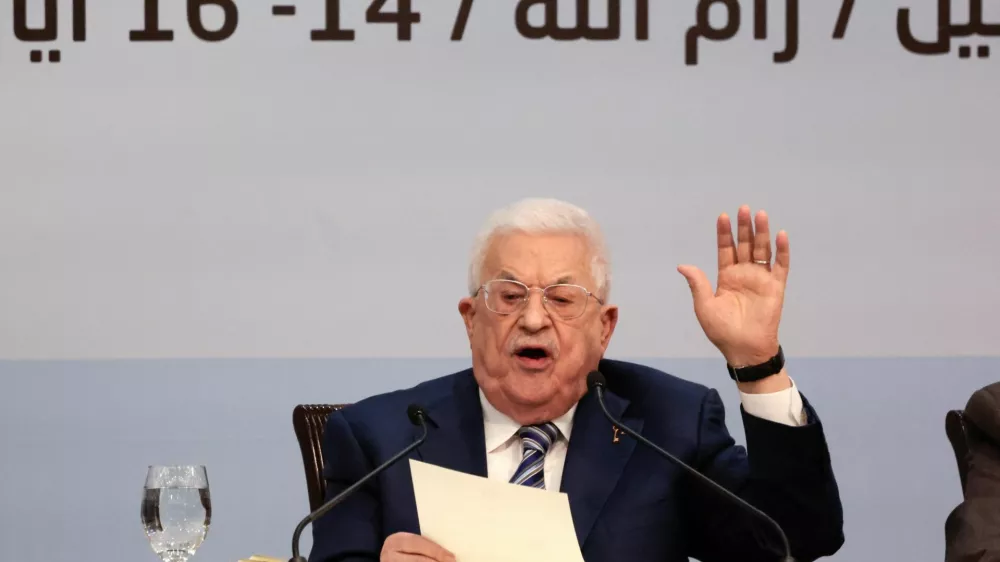 Palestinian President Mahmoud Abbas speaks during the 8th General Conference of Fatah in Ramallah in the Israeli-occupied West Bank, May 14, 2026. REUTERS/Mohammed Torokman
