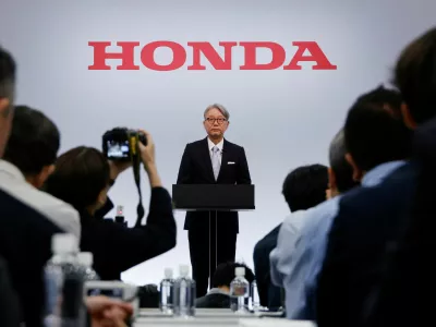 Honda Motor CEO Toshihiro Mibe attends a media briefing about financial result in Tokyo, Japan, May 14, 2026. REUTERS/Kim Kyung-Hoon