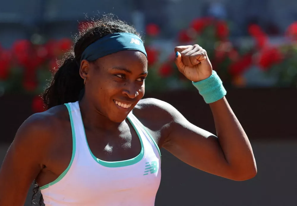 Tennis - Italian Open - Foro Italico, Rome, Italy - May 14, 2026 Coco Gauff of the U.S. celebrates winning her semi final match against Romania's Sorana Cirstea REUTERS/Ciro De Luca   TPX IMAGES OF THE DAY