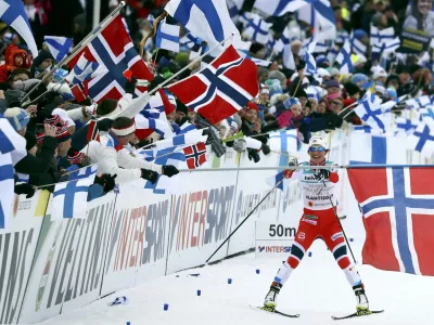 FIS Nordic Ski World Championships - Women's Cross-Country 4 x 5 km Relay - Lahti, Finland - 2/3/17 - Marit Bjoergen from team Norway skis to win the race.  REUTERS/Kai Pfaffenbach