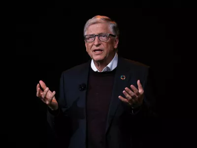 FILE PHOTO: Bill Gates makes opening remarks during the annual Gates Foundation's Goalkeepers Summit in Manhattan, New York City, U.S., September 22, 2025. REUTERS/Caitlin Ochs/File Photo
