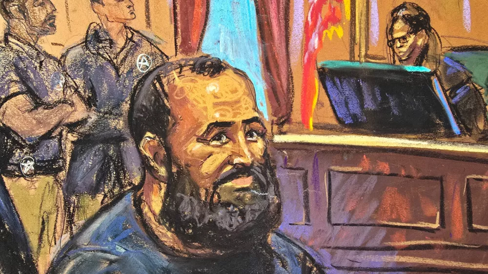 Judge Sarah Netburn presides as Mohammad Al-Saadi, accused of planning an attack on a synagogue, appears in federal court in Manhattan, New York, U.S., May 15, 2026 in this courtroom sketch. REUTERS/Jane Rosenberg