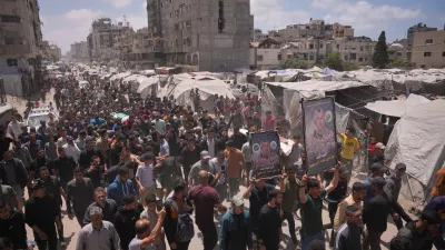 Palestinians attend the funeral of Izz al-Din al-Haddad, the leader of Hamas' Qassam Brigades, and his daughter and wife in Gaza City, Saturday, May 16, 2026. They were killed in an Israeli strike Friday evening. (AP Photo/Abdel Kareem Hana)