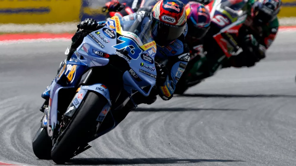 Spain's rider Alex Marquez of the BK8 Gresini Racing MotoGP steers his motorcycle during the MotoGP race of the Grand Prix of Catalunya in Montmelo, near Barcelona, Spain, Sunday, May 17, 2026. (AP Photo/Joan Monfort)