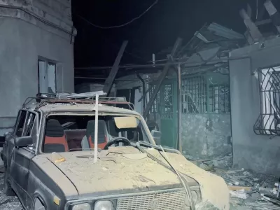 A destroyed car and damaged buildings at the site of a Russian drone strike, amid Russia's attack on Ukraine, in a location given as Odesa, Ukraine, in this screengrab obtained from a handout video released on May 18, 2026. Odesa City Council via Telegram/Handout via REUTERS  THIS IMAGE HAS BEEN SUPPLIED BY A THIRD PARTY. MANDATORY CREDIT. NO RESALES. NO ARCHIVES.  VERIFICATION - Location in the parts of the video and date could not be verified. - However, no earlier version of the footage was posted online before May 18.