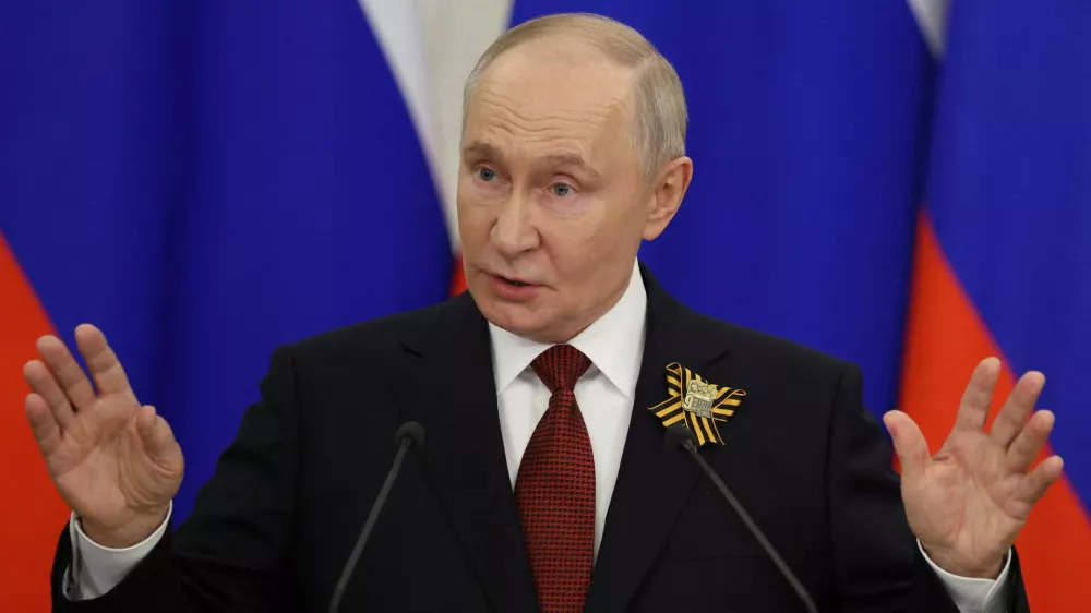 Russian President Vladimir Putin speaks during a press conference in Moscow, Russia May 9, 2026. REUTERS/Ramil Sitdikov/Pool