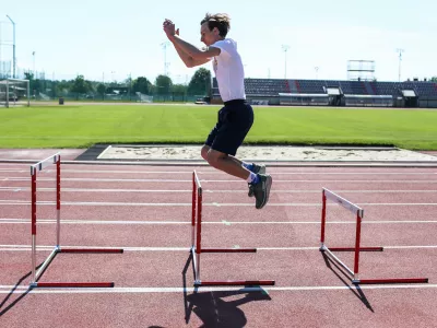 - Domen Prevc,- 18.05.2026. Odprti trening mo&scaron;ke reprezentance v smučarskih skokih na stadionu v Kranju. Smučarski skoki.//FOTO: Bojan Velikonja
