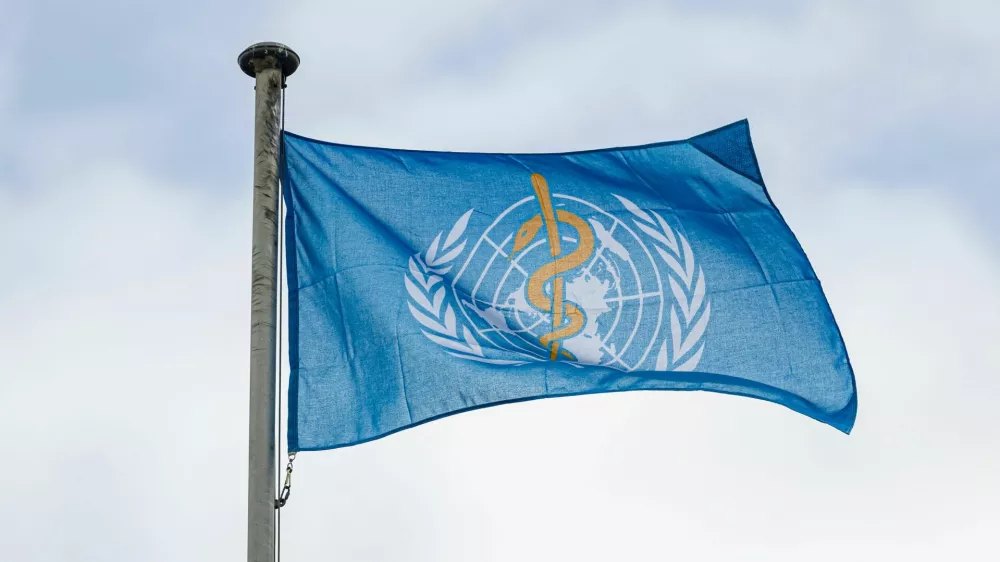 The World Health Organisation (WHO) flag flutters during the opening of the WHO's 79th World Health Assembly at the United Nations in Geneva, Switzerland, May 18, 2026. REUTERS/Pierre Albouy