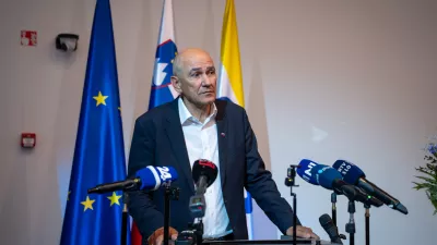 Ljubljana.Izjava za medije po seji sveta SDS.Predsednik SDS Janez Jansa.Foto: STA