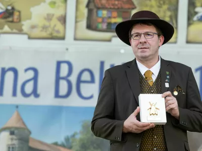 Beltinci.21. slovenski cebelarski praznik v Beltincih.Predsednik ČZS Bo&scaron;tjan Noč