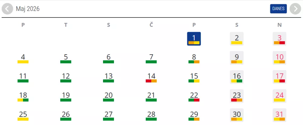 Prometni koledar za maj, vir: promet.si