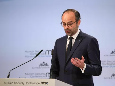 M583WN Munich, Germany. 17th Feb, 2018. The French prime minister Edouard Philippe spoke at the Munich Security Conference. The MSC is held at the hotel Bayerischer Hof from February 16th to Februay 18th. Credit: Alexander Pohl/Pacific Press/Alamy Live News