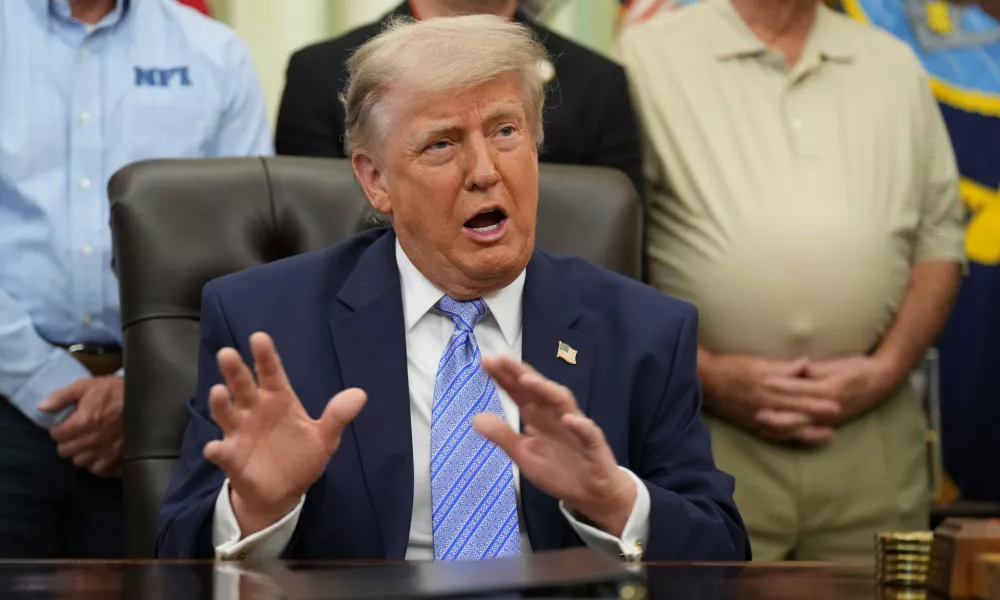 President Donald Trump speaks during an event about loosening a federal refrigerant rule, in the Oval Office at the White House, Thursday, May 21, 2026, in Washington. (AP Photo/Jacquelyn Martin)