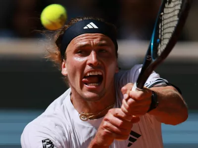 Tennis - French Open - Roland Garros, Paris, France - May 24, 2026 Germany's Alexander Zverev in action during his first round match against France's Benjamin Bonzi REUTERS/Stephanie Lecocq