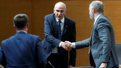 President of the Slovenian Democratic Party (SDS) Janez Jansa is sworn in as the prime minister of Slovenia, in Ljubljana, Slovenia, May 22, 2026. REUTERS/Borut Zivulovic