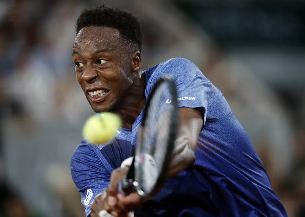 Tennis - French Open - Roland Garros, Paris, France - May 25, 2026 France's Gael Monfils in action during his first round match against France's Hugo Gaston REUTERS/Benoit Tessier