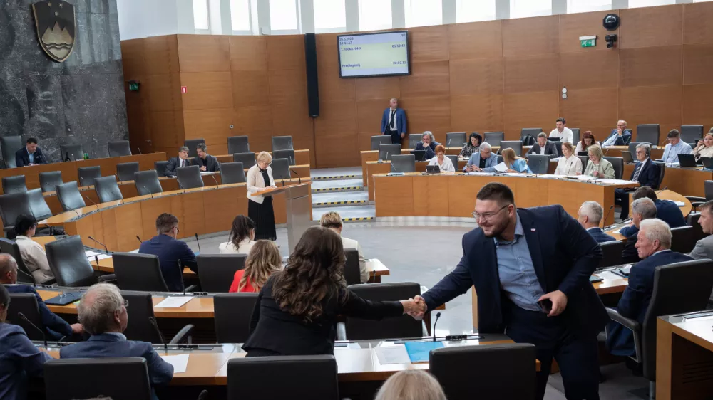 Ljubljana, DZ.Izredna seja DZ, na kateri so obravnavali predlog zakona o pokopu in spominu zrtev prikritih grobisc ter novelo zakona o parlamentarni preiskavi.Poslanka SDS Marusa Babnik, ki je v poslanskih klopeh SDS nadomestila Janeza Janso.