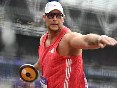 Athletics - Diamond League - London - London Stadium, London, Britain - July 19, 2025 Slovenia's Kristjan Ceh in action during the Men's Discus Throw final REUTERS/Dylan Martinez