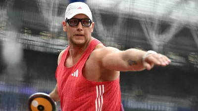 Athletics - Diamond League - London - London Stadium, London, Britain - July 19, 2025 Slovenia's Kristjan Ceh in action during the Men's Discus Throw final REUTERS/Dylan Martinez