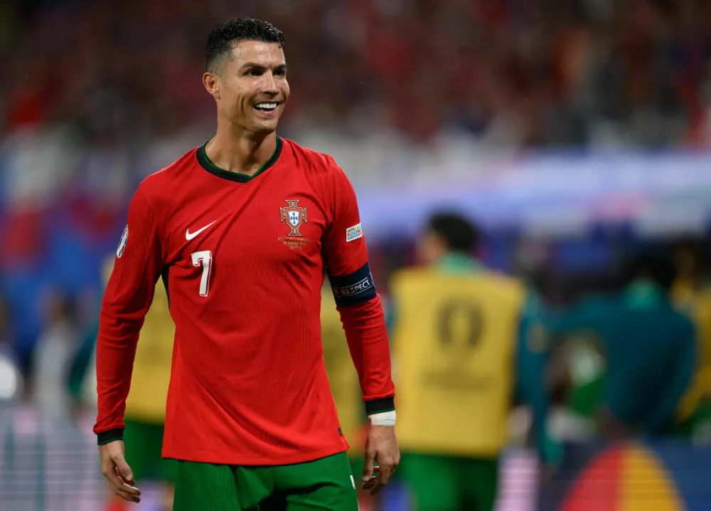 FILED - 18 June 2024, Saxony, Leipzig: Portugal's Cristiano Ronaldo celebrates after the Euro 2024 Group F soccer match between Portugal and Czech at Leipzig Stadium. Photo: Robert Michael/dpa / Foto: Robert Michael