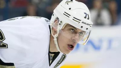 April 23, 2014 - Columbus, OH, United States of America - Pittsburgh Penguins center Evgeni Malkin (71) waits for the face-off in the second period during the NHL game between the Pittsburgh Penguins and the Columbus Blue Jackets in Game Four of the First Round of the 2014 Stanley Cup Playoffs at Nationwide Arena in Columbus, OH. The Columbus Blue Jackets defeated the Pittsburgh Penguins 4-3 in overtime, making the series tied 2-2. (Cal Sport Media via AP Images)