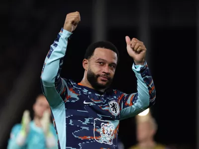 FILE PHOTO: Soccer Football - World Cup - UEFA Qualifiers - Group G - Lithuania v Netherlands - Darius and Girenas Stadium, Kaunas, Lithuania - September 7, 2025 Netherlands' Memphis Depay acknowledges fans after the match REUTERS/Kacper Pempel/File Photo