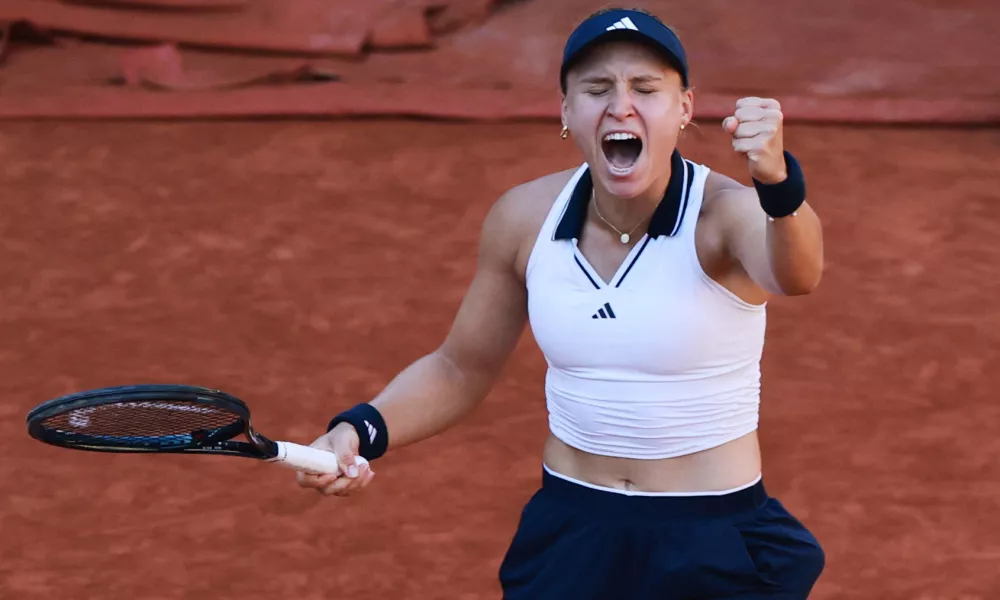 Tennis - French Open - Roland Garros, Paris, France - May 27, 2026 Ukraine's Yuliia Starodubtseva celebrates winning her second round match against Kazakhstan's Elena Rybakina REUTERS/Stephanie Lecocq