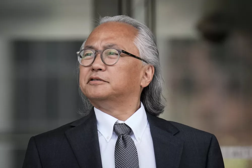 Kenneth Iwamasa, one of five people who pleaded guilty in the ketamine overdose death of actor Matthew Perry, leaves federal court after his sentencing in Los Angeles, Wednesday, May 27, 2026. (AP Photo/Jae C. Hong)