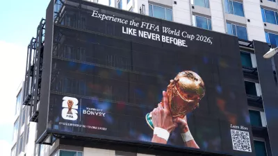 May 28, 2026; Los Angeles, CA, USA; A Marriott advertisement or the FIFA World Cup 2026. Mandatory Credit: Kirby Lee-Imagn Images